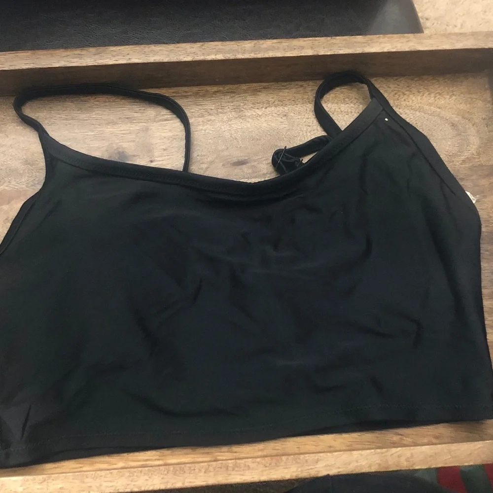 aerie Black Bikini Top with Thin Straps